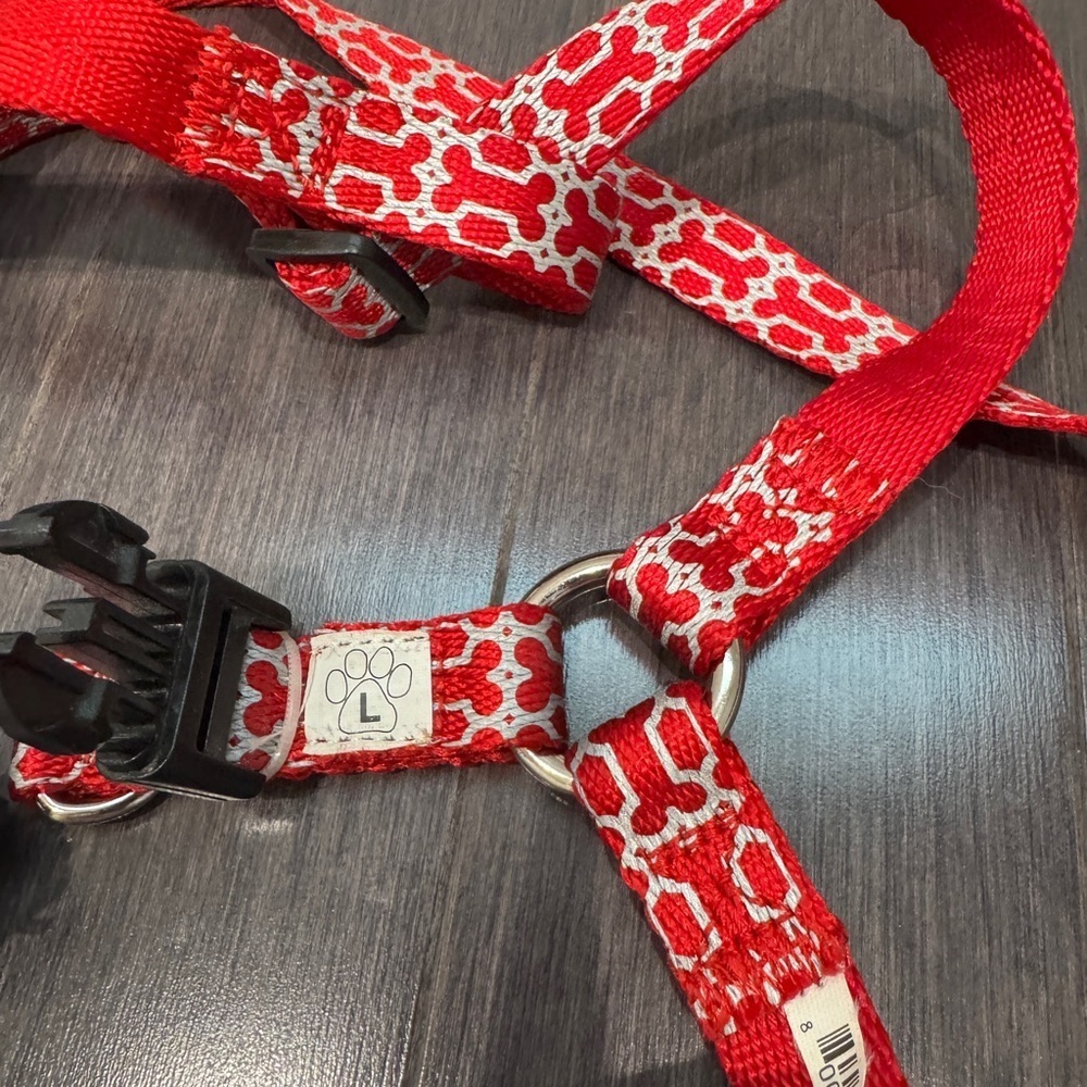 Red & White Pet Dog Large Bone Harness for Walks- Large Dogs - Picture 2 of 3